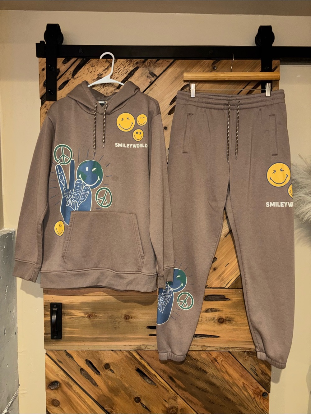 Taupe SmileyWorld Graphic Joggers - Women's Taupe Track Pants